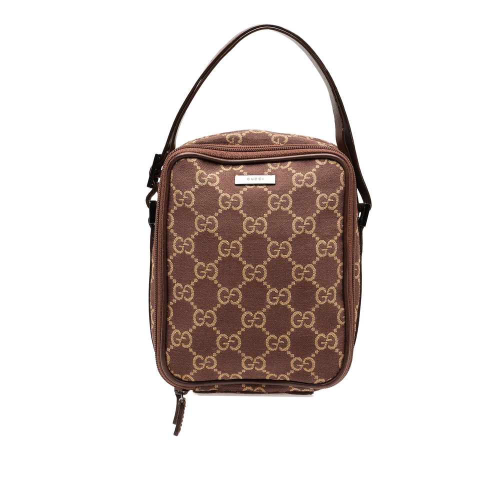 Pre-Loved Gucci GG Canvas Double Zip Accessory Pouch